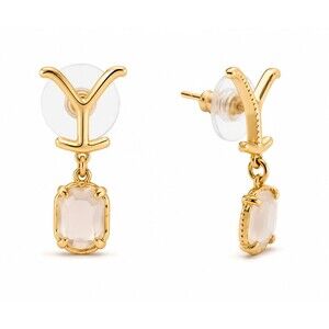 New Kendra Scott Yellow Rose Dutton Earrings Gold Ivory Mother Of Pearl Pouch
